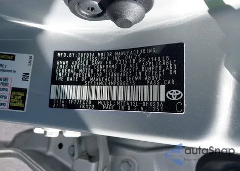 2021 Toyota Corolla Se z USA, uszkodzony, nr VIN 5YFS4MCE4MP086615